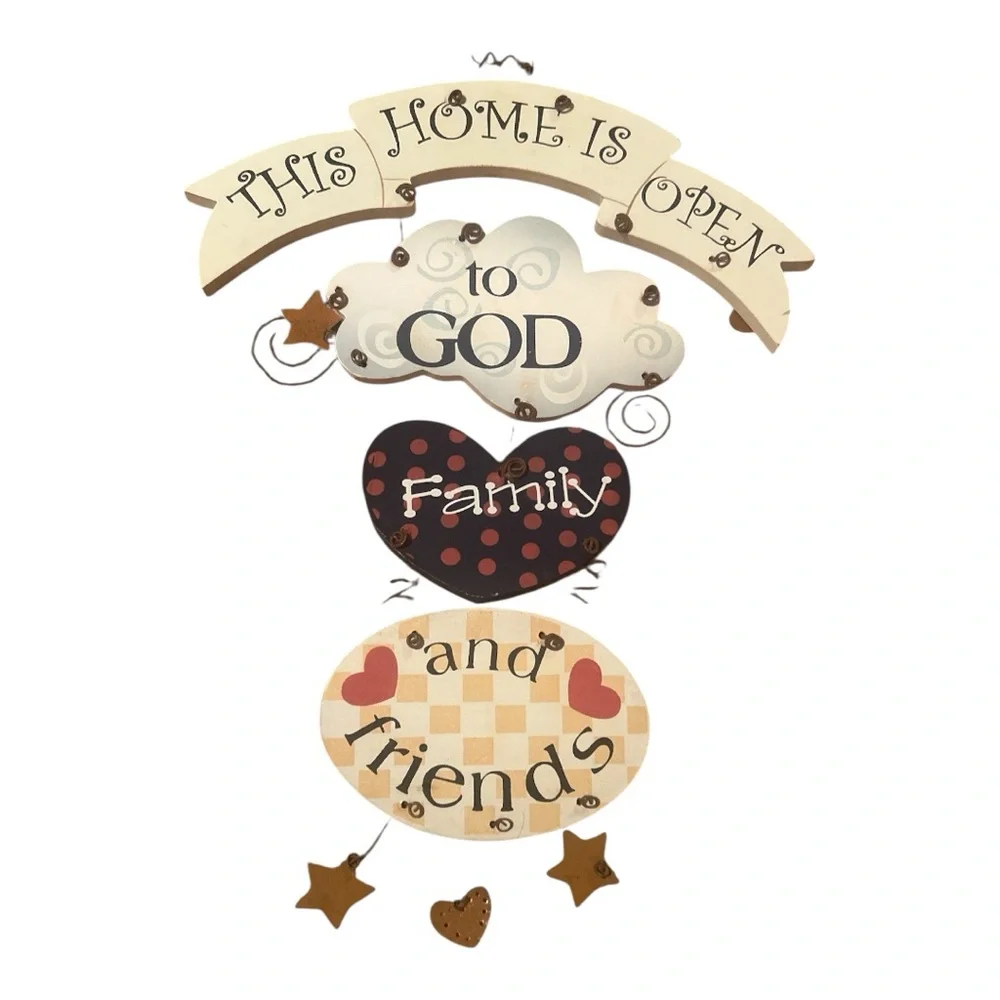 NWOT Wood Sign Decor: “This Home is Open to God, Family, and Friends